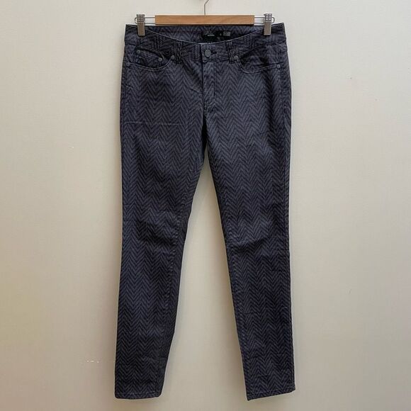 Prana Kara Skinny Jeans Womens Size 6 Gray Chevron Stretch Pockets Low Rise - Picture 1 of 13